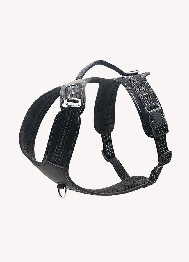 Black heavy-duty reflective no-pull dog harness SKU product image