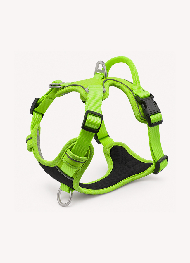 Green no-pull reflective adjustable dog harness SKU product image