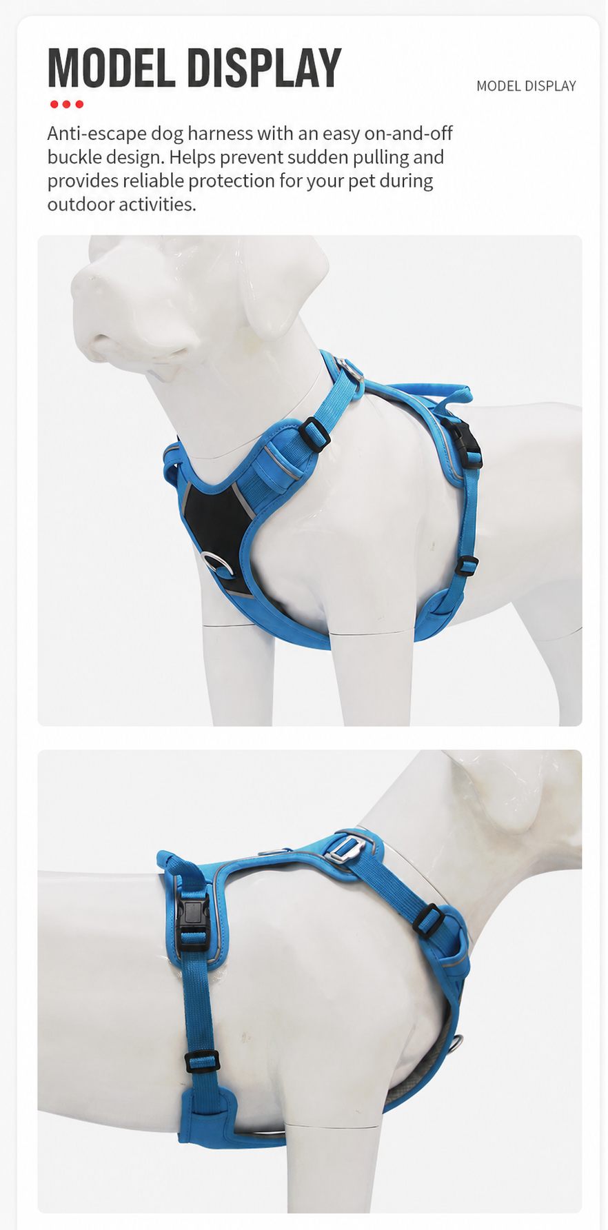 Premium material padded mesh nylon dog harness details