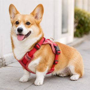 Red No Pull Reflective Dog Harness With Handle Corgi