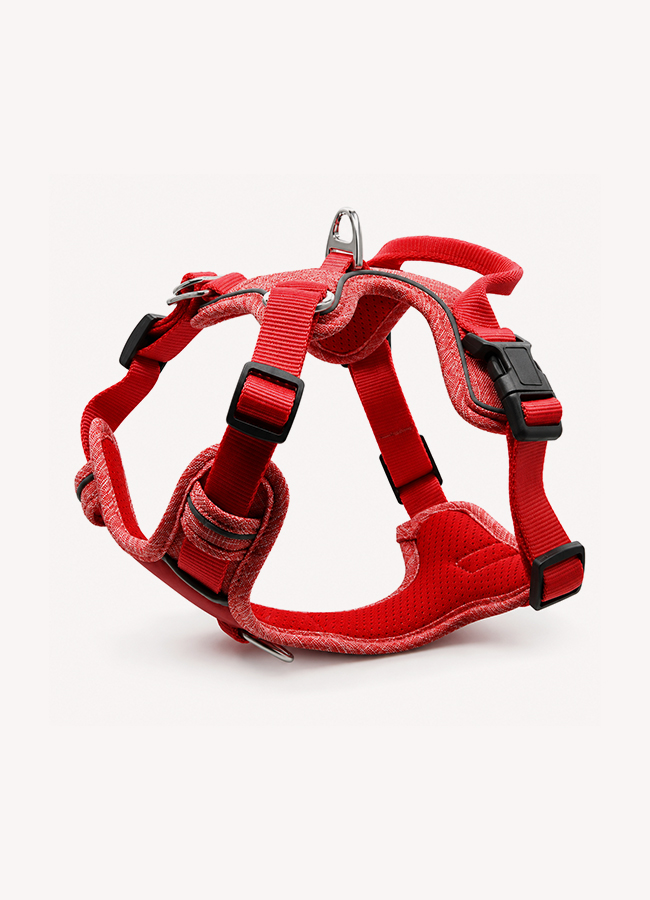 Red no-pull reflective adjustable dog harness SKU product image