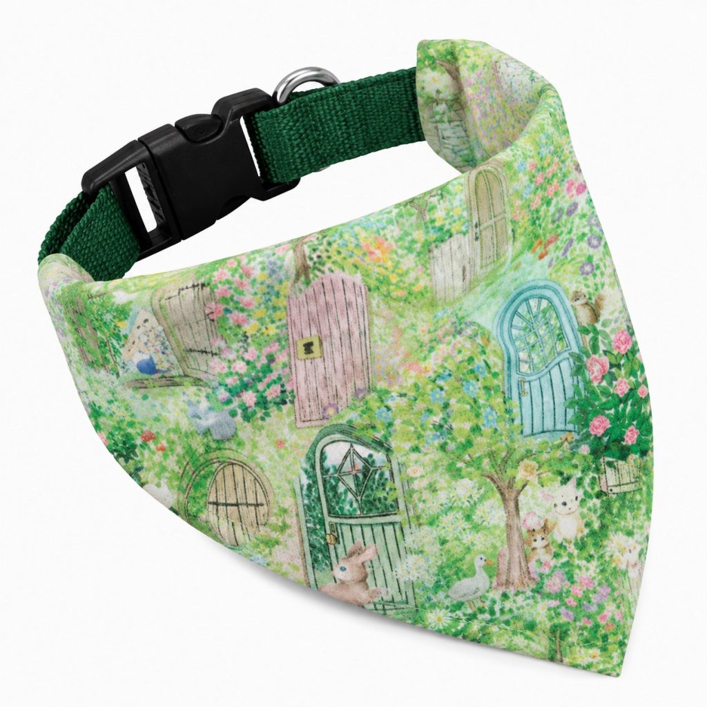Garden green dog bandana scarf lifestyle photo