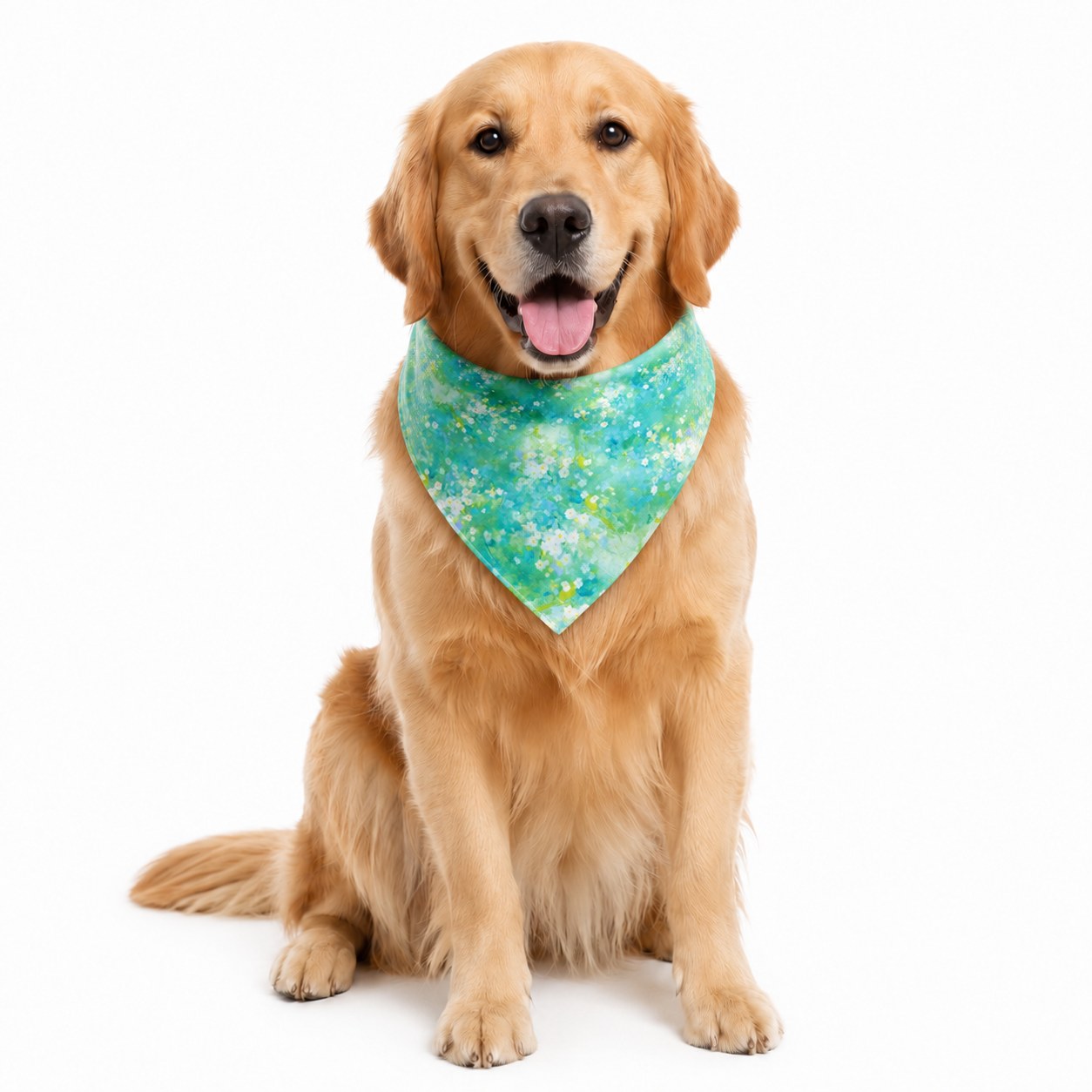 Green Floral Dog Bandana | Soft Twill Scarf for Small & Large Dogs - Image 3
