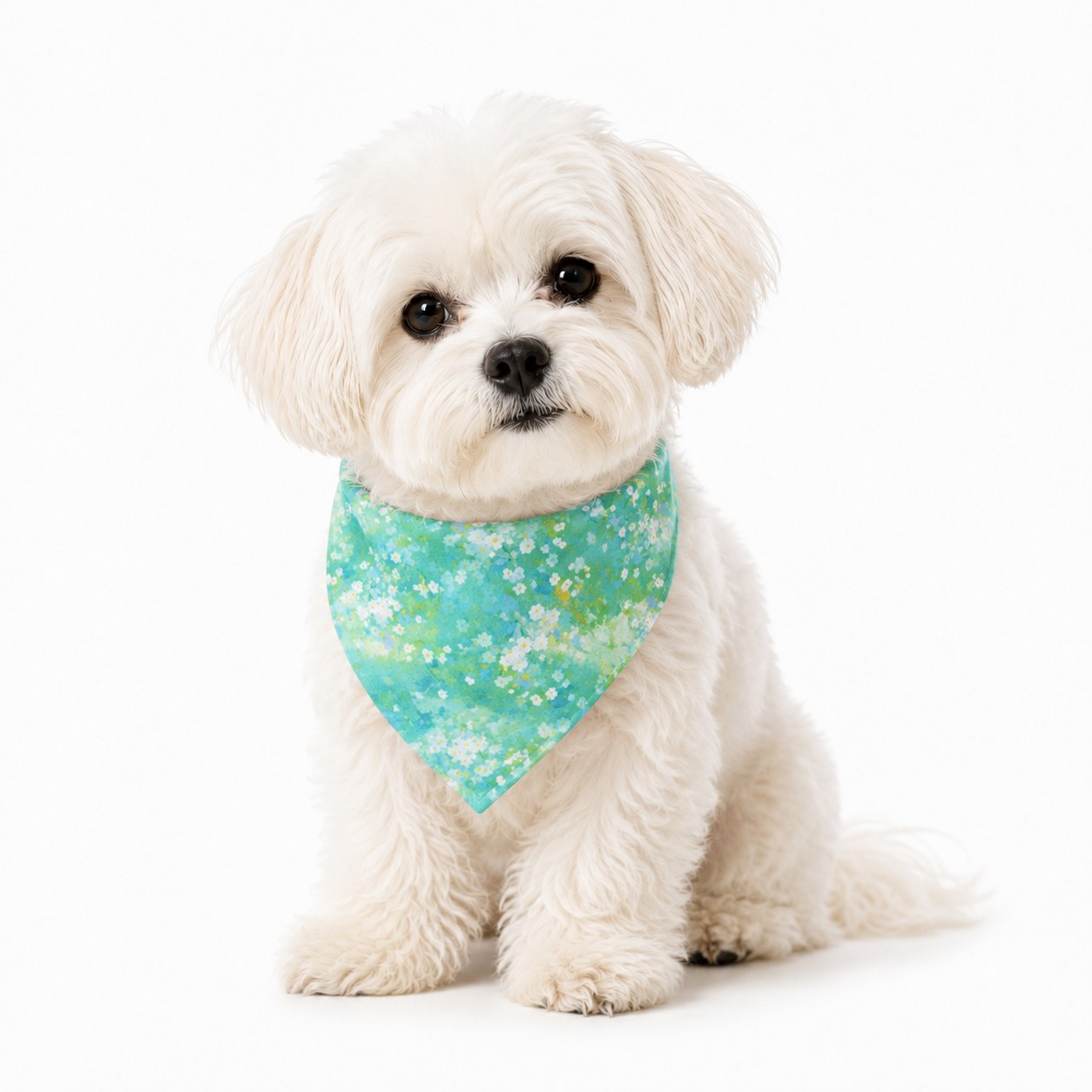 Green Floral Dog Bandana | Soft Twill Scarf for Small & Large Dogs - Image 2