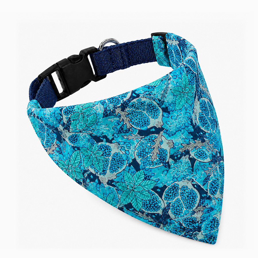 Blue Floral Dog Bandana | Soft Twill Scarf for Small & Large Dogs