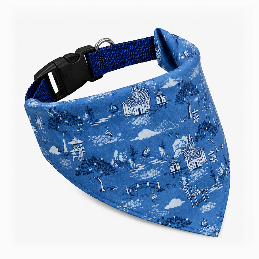 Blue Pattern Dog Bandana | Soft Twill Scarf for Small & Large Dogs