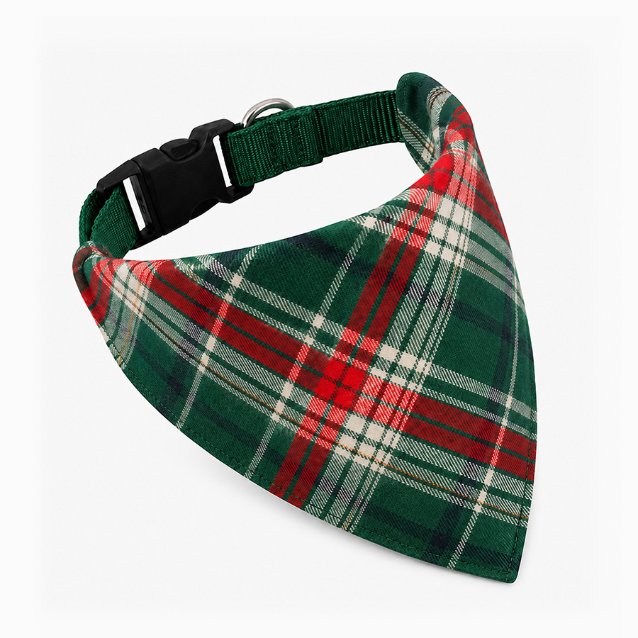 Red Plaid Dog Bandana | Soft Twill Scarf for Small & Large Dogs