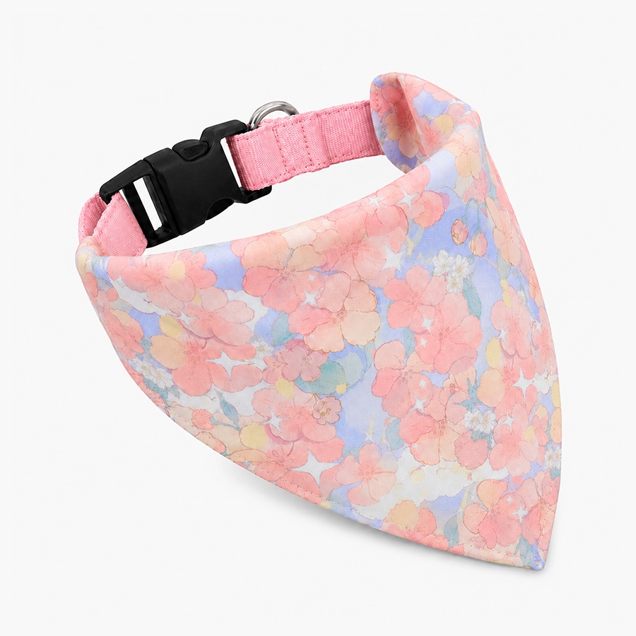 Pink Floral Dog Bandana | Soft Twill Scarf for Small & Large Dogs