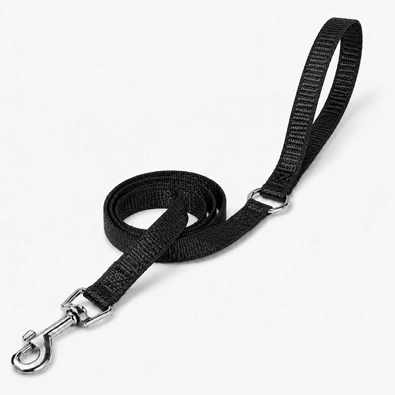Black Dyneema UHMWPE dog leash with handle and swivel clip