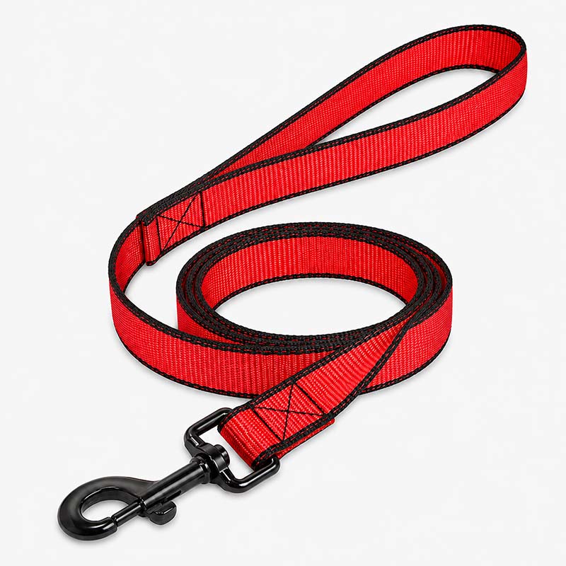 Red polyester climbing rope dog leash, 1.5m length, 29mm width, 22kN tensile strength
