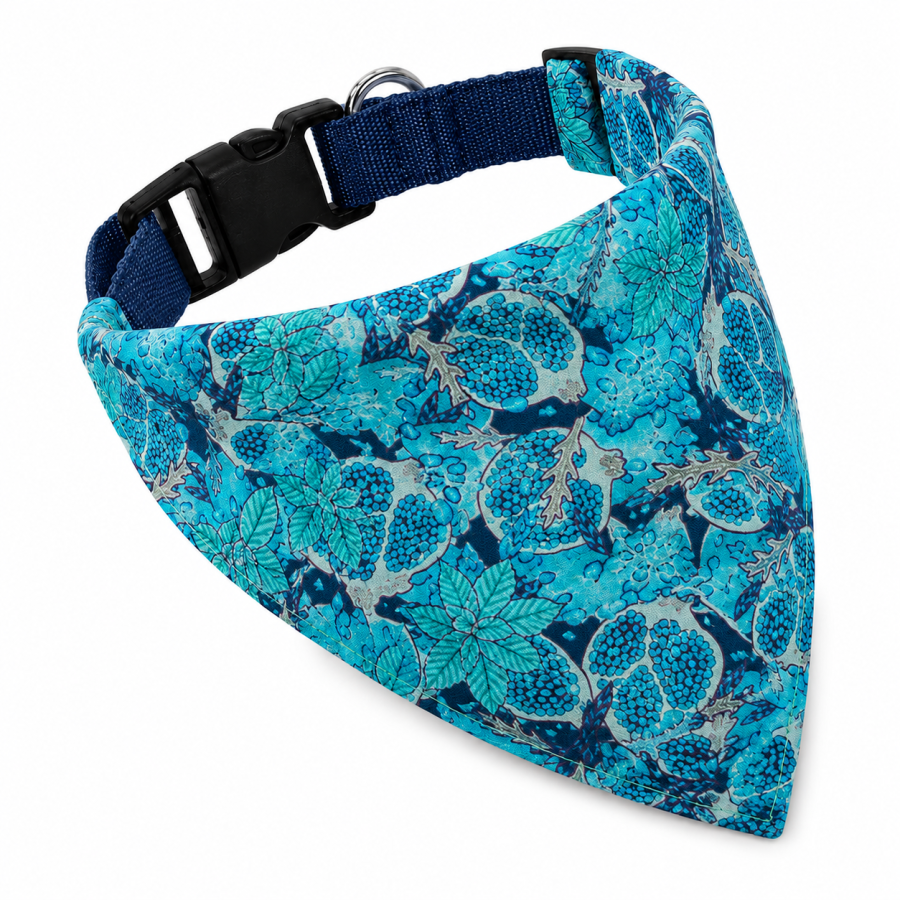 Blue Floral Dog Bandana | Soft Twill Scarf for Small & Large Dogs