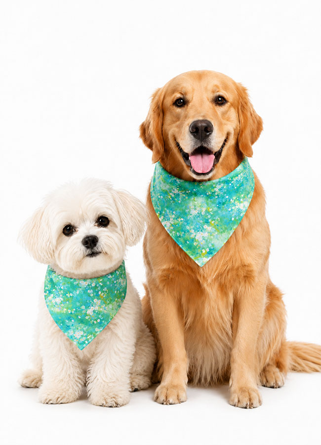 Green floral dog bandana