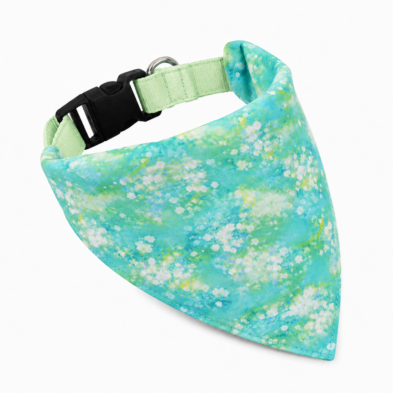 Green Floral Dog Bandana | Soft Twill Scarf for Small & Large Dogs