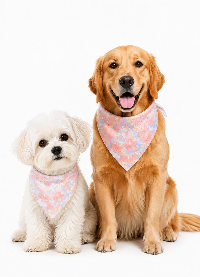 Pink floral dog bandana