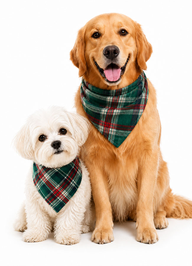 Red plaid dog bandana