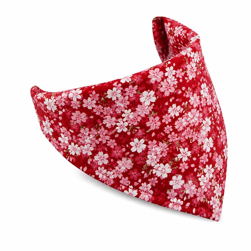 Red dog bandana with white and pink floral print